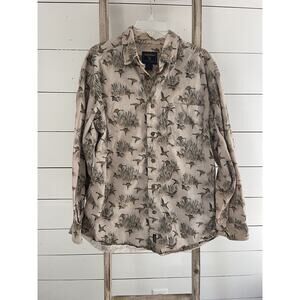 WOOLRICH Mens Long Sleeve Button Shirt Brown Tan Ducks XL? See Measurement Photo